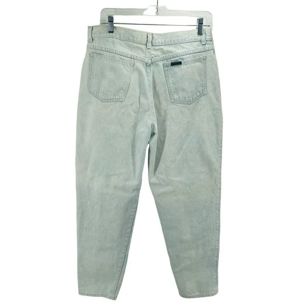 Sasson vintage balloon Denim Mom Jeans Wide Leg Crop Ankle High Rise Light Wash